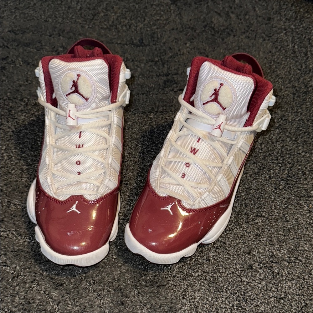 Air Jordan Maroon and White Sneakers